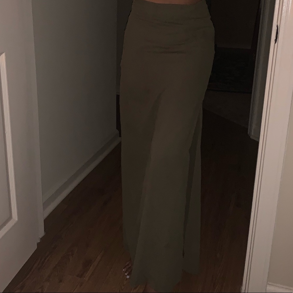 Olive green long skirt